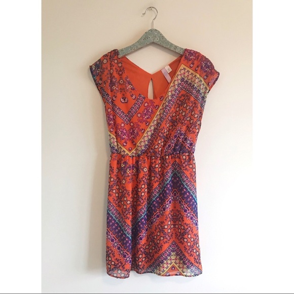 Francesca’s Alya | Orange Printed Mini Dress - Picture 1 of 5